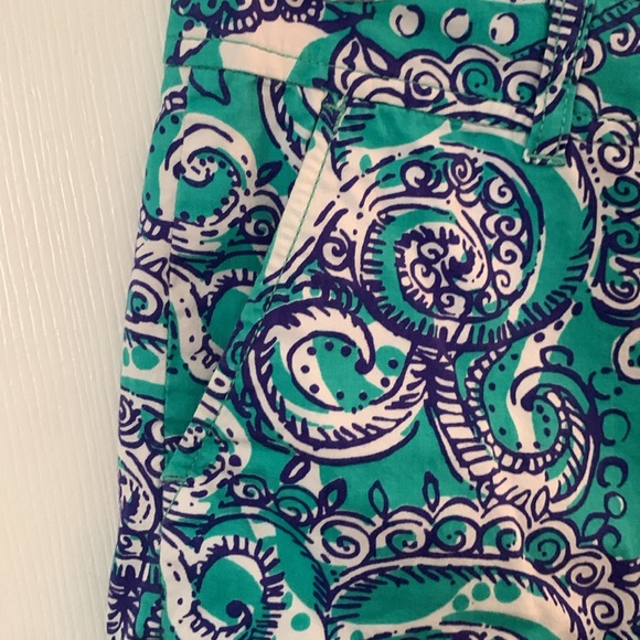 Women’s Lilly Pulitzer The Callahan Shorts Sz.6 Turquoise Blue & White Paisley - Picture 4 of 9